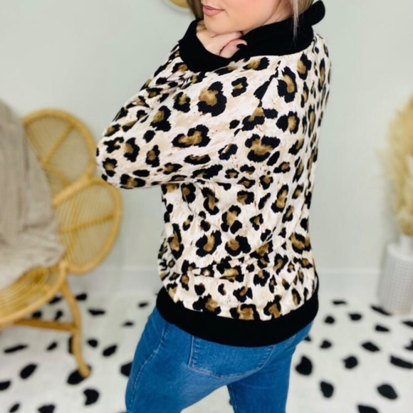 Honeyme Leopard Sweater Cowl Neck XXL NWOT - Picture 2 of 9
